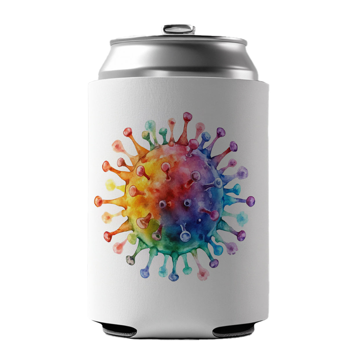 Colorful Rainbow Virus Watercolor Can Cooler Beer Soda Drink Insulated Holder Sleeve Hugger
