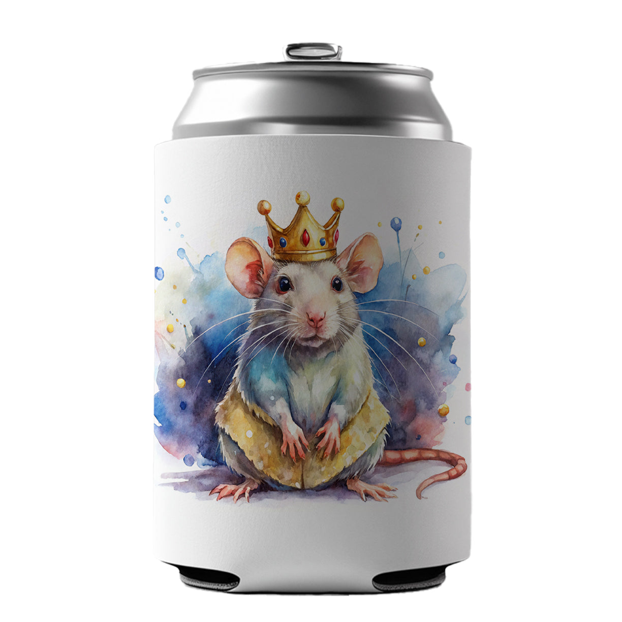Fantasy Rat Mouse King Watercolor Can Cooler Beer Soda Drink Insulated Holder Sleeve Hugger