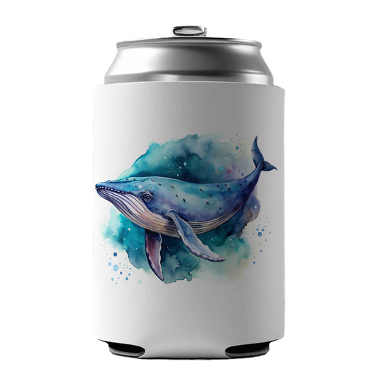 Humpback Whale Watercolor Can Cooler Beer Soda Drink Insulated Holder Sleeve Hugger