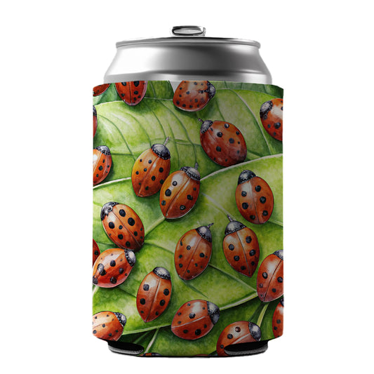 Ladybugs on Leaf Can Cooler Beer Soda Drink Insulated Holder Sleeve Hugger