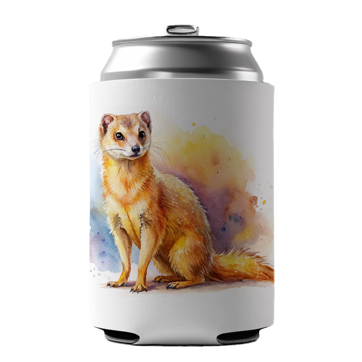 Mongoose Watercolor Can Cooler Beer Soda Drink Insulated Holder Sleeve Hugger