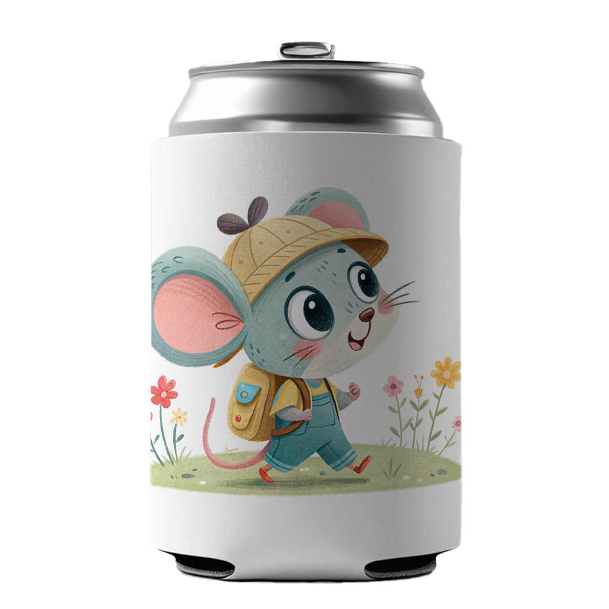 Mouse Children's Illustration Style Can Cooler Beer Soda Drink Insulated Holder Sleeve Hugger