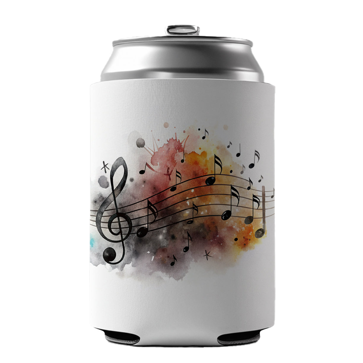 Music Musical Notes Treble Clef Watercolor Can Cooler Beer Soda Drink Insulated Holder Sleeve Hugger