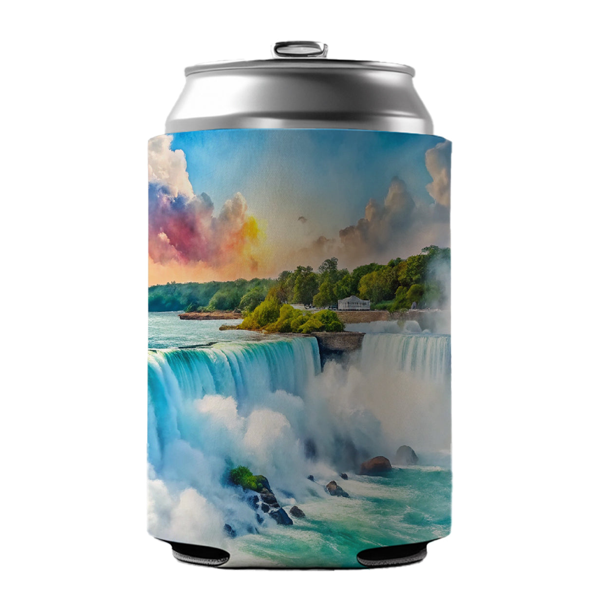 Niagara Falls New York Watercolor Can Cooler Beer Soda Drink Insulated Holder Sleeve Hugger