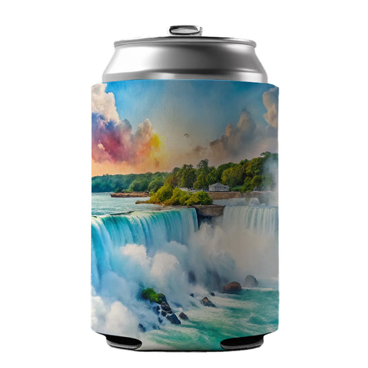 Niagara Falls New York Watercolor Can Cooler Beer Soda Drink Insulated Holder Sleeve Hugger