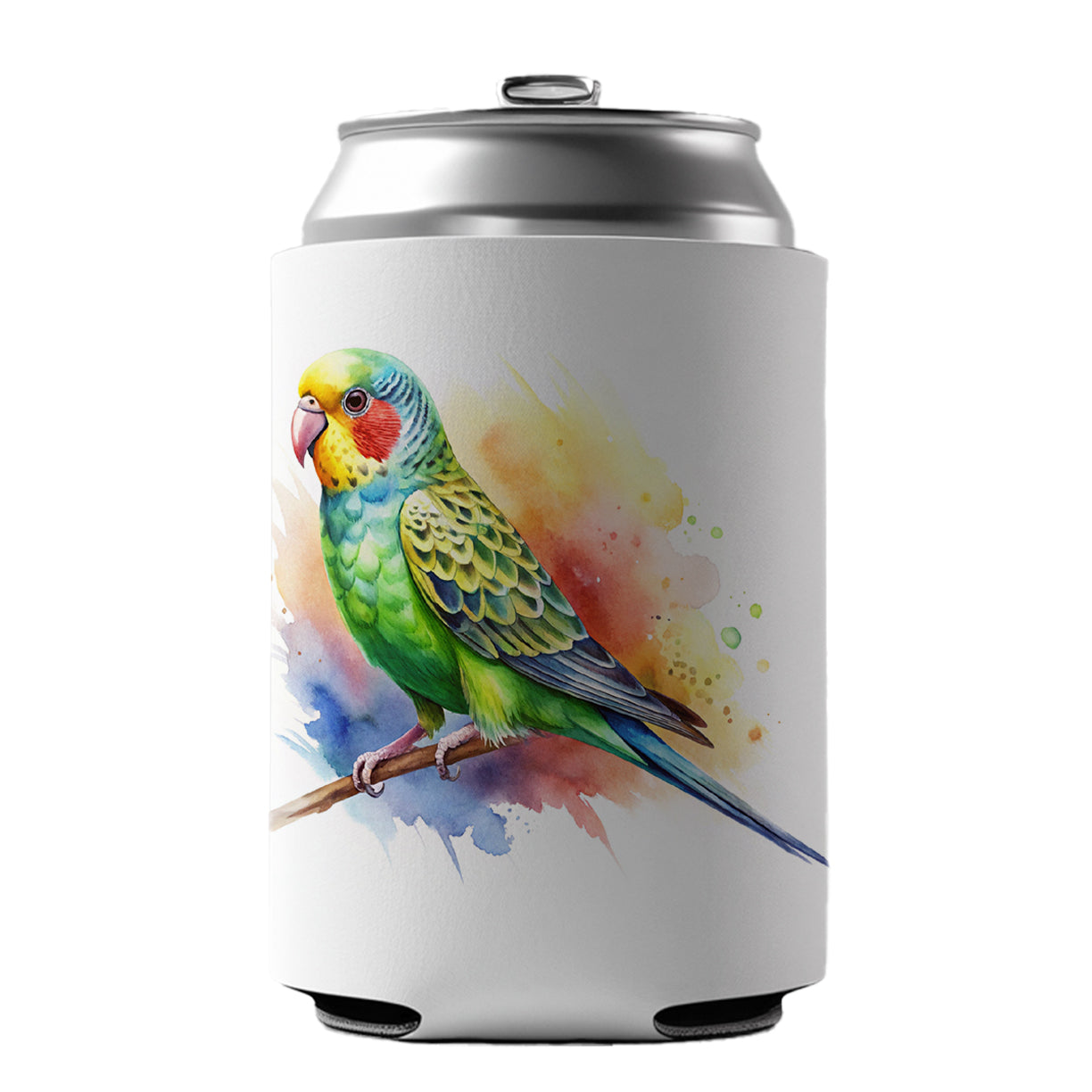 Parakeet Watercolor Can Cooler Beer Soda Drink Insulated Holder Sleeve Hugger