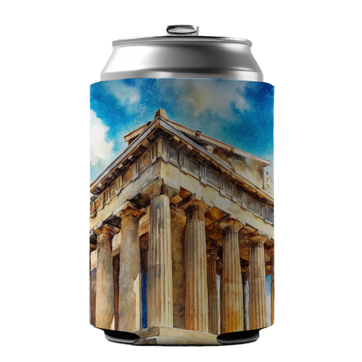 Parthenon Temple Athens Greece Greek Watercolor Can Cooler Beer Soda Drink Insulated Holder Sleeve Hugger