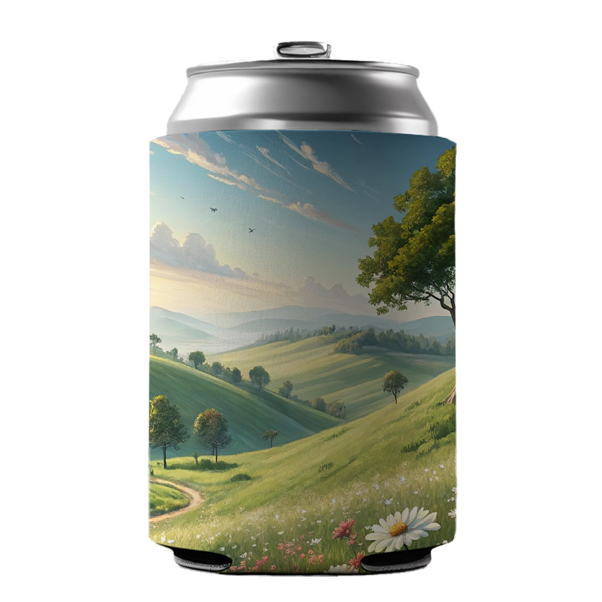Pastoral Pretty Hillside Landscape Can Cooler Beer Soda Drink Insulated Holder Sleeve Hugger