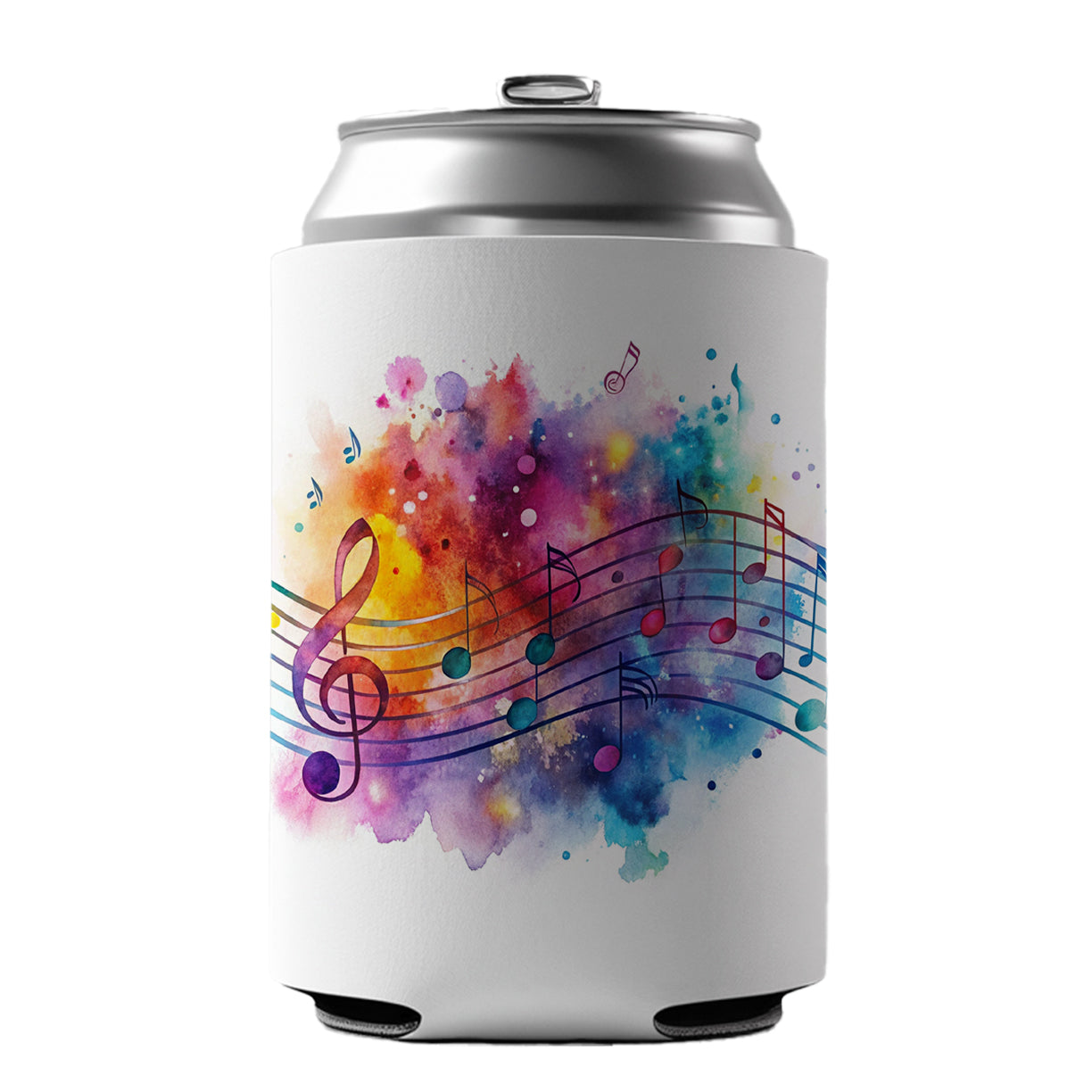 Rock And Roll Music Notes Watercolor Can Cooler Beer Soda Drink Insulated Holder Sleeve Hugger