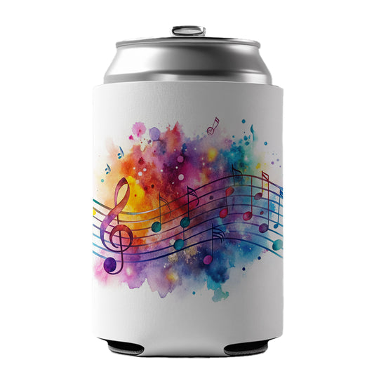 Rock And Roll Music Notes Watercolor Can Cooler Beer Soda Drink Insulated Holder Sleeve Hugger