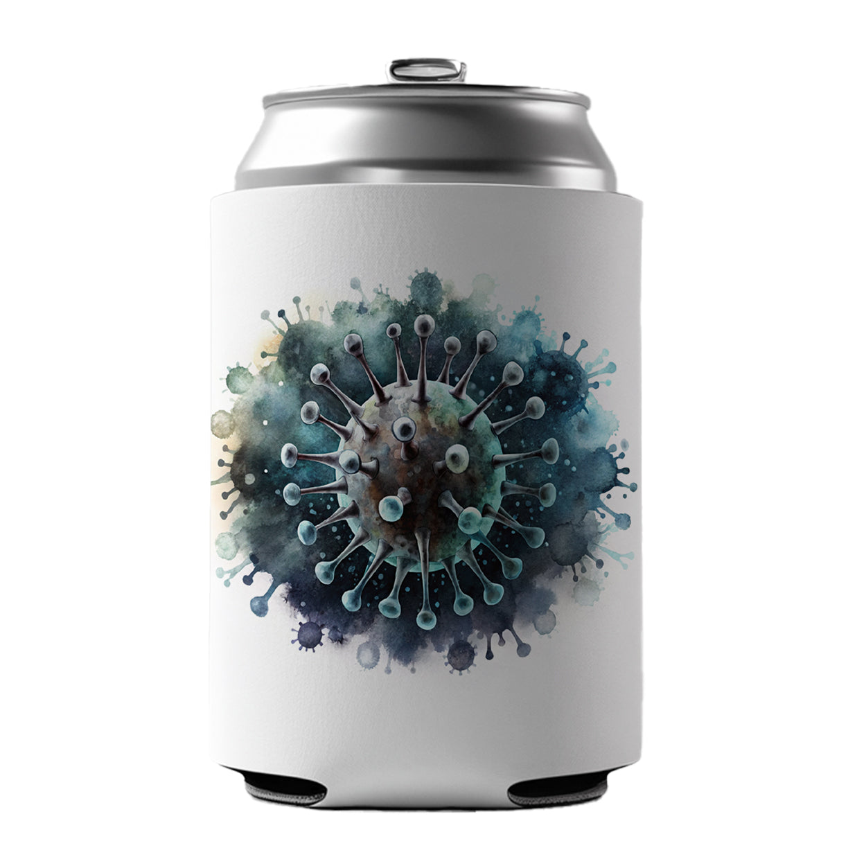 Scary Virus Black Watercolor Can Cooler Beer Soda Drink Insulated Holder Sleeve Hugger