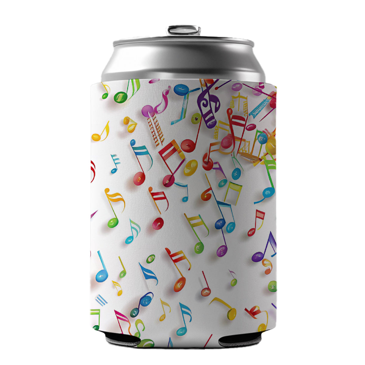 Scattered Colorful Rainbow Music Musical Notes Can Cooler Beer Soda Drink Insulated Holder Sleeve Hugger