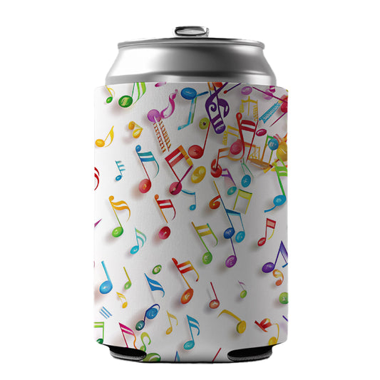 Scattered Colorful Rainbow Music Musical Notes Can Cooler Beer Soda Drink Insulated Holder Sleeve Hugger