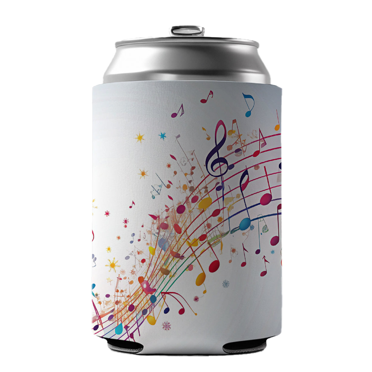 Scattered Music Notes Design Can Cooler Beer Soda Drink Insulated Holder Sleeve Hugger