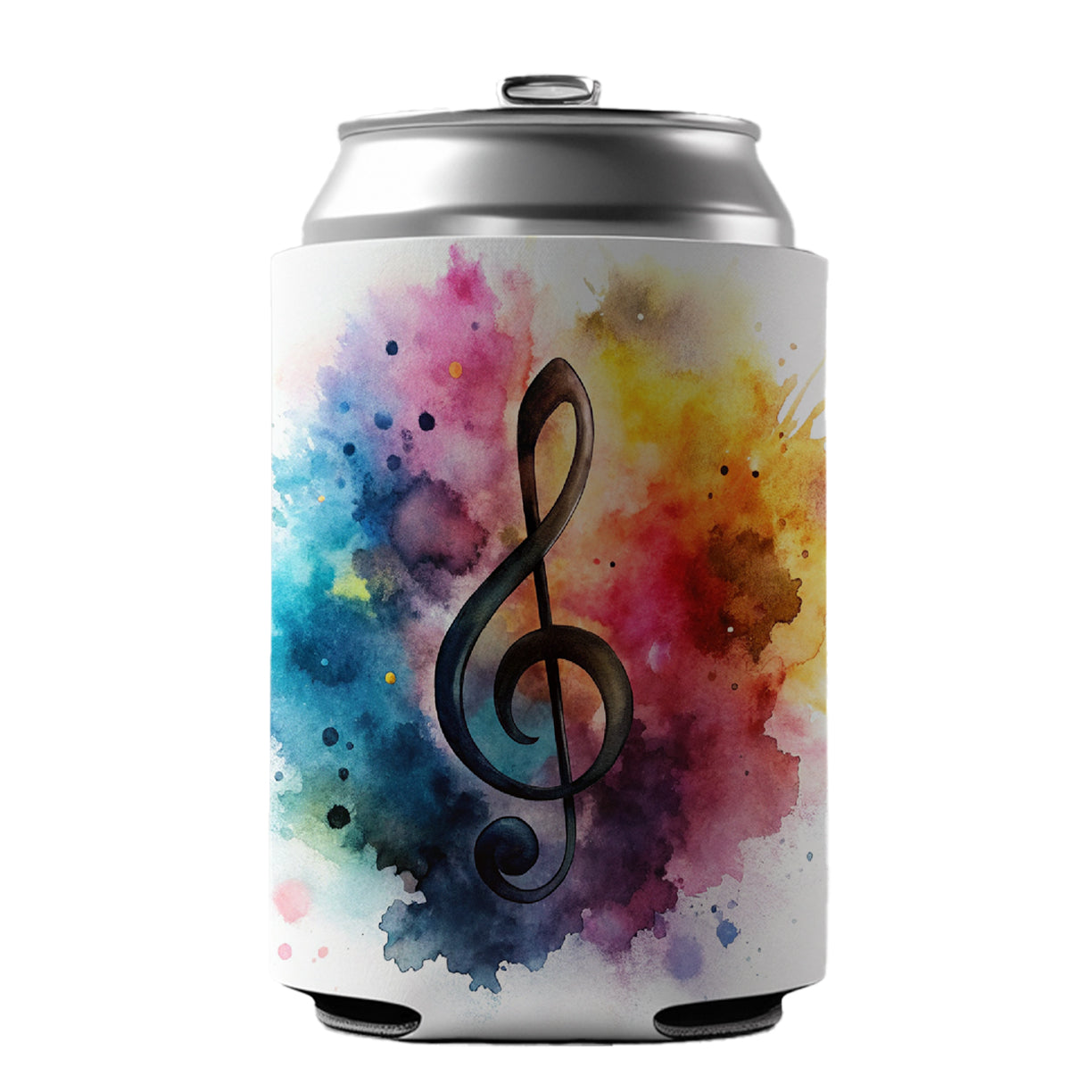 Treble Clef Music Musical Note Colorful Watercolor Can Cooler Beer Soda Drink Insulated Holder Sleeve Hugger