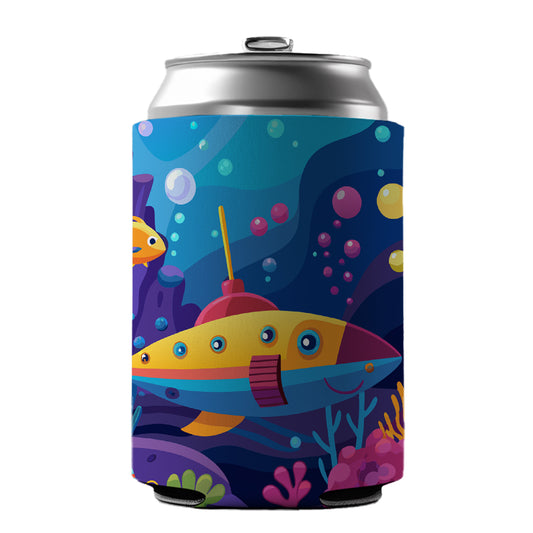 Vibrant Colored Undersea Underwater Ocean Fantasy World Can Cooler Beer Soda Drink Insulated Holder Sleeve Hugger