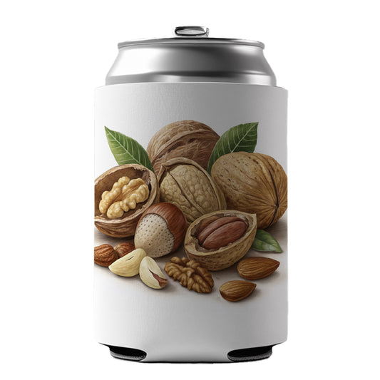 Walnuts Hazelnuts Almonds Brazil Nuts Can Cooler Beer Soda Drink Insulated Holder Sleeve Hugger
