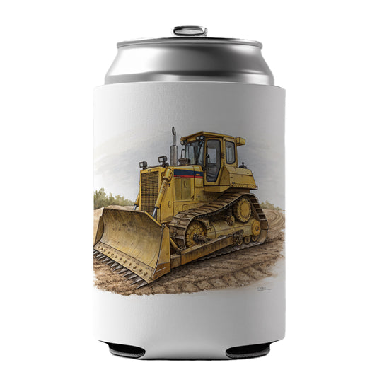 Yellow Bulldozer Construction Equipment Can Cooler Beer Soda Drink Insulated Holder Sleeve Hugger