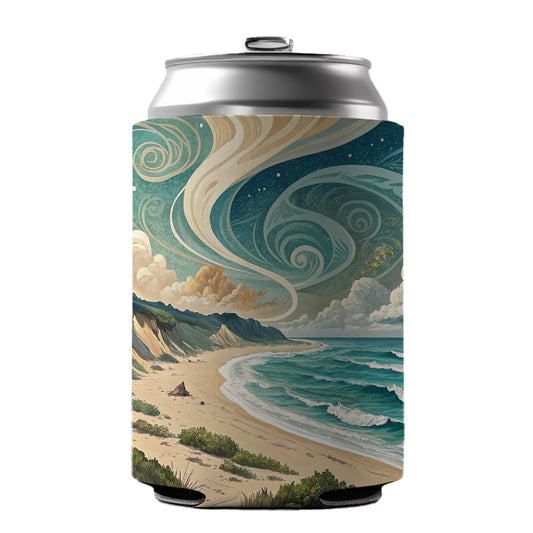 Abstract Beach Shore Landscape Can Cooler Beer Soda Drink Insulated Holder Sleeve Hugger