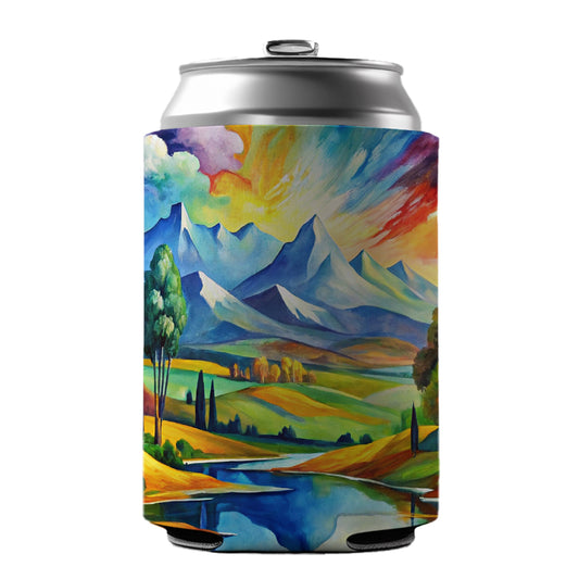 Abstract Colorful Landscape Modern Art Landscape Can Cooler Beer Soda Drink Insulated Holder Sleeve Hugger
