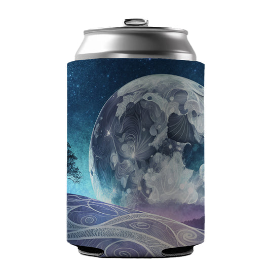 Abstract Purple Blue Moon Landscape Can Cooler Beer Soda Drink Insulated Holder Sleeve Hugger