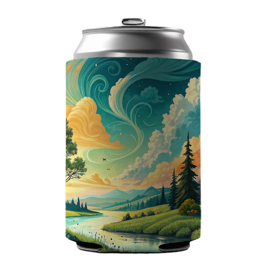 Abstract Summer Landscape Can Cooler Beer Soda Drink Insulated Holder Sleeve Hugger