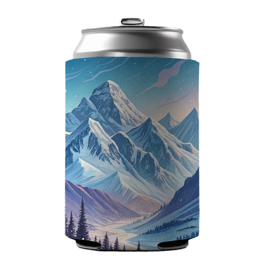 Abstract Winter Blue Purple Mountains Landscape Can Cooler Beer Soda Drink Insulated Holder Sleeve Hugger