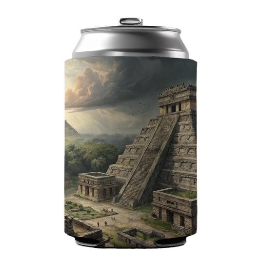 Ancient Maya Temples Step Pyramids Can Cooler Beer Soda Drink Insulated Holder Sleeve Hugger