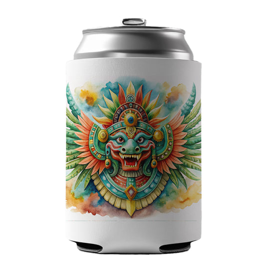 Aztec God Quetzalcoatl Watercolor Can Cooler Beer Soda Drink Insulated Holder Sleeve Hugger