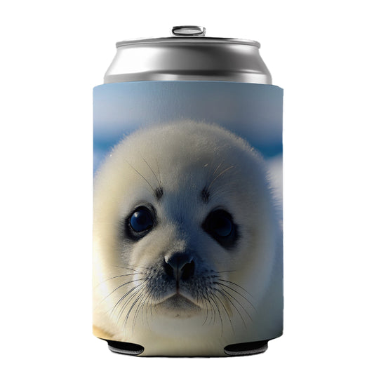 Baby Harp Seal Can Cooler Beer Soda Drink Insulated Holder Sleeve Hugger