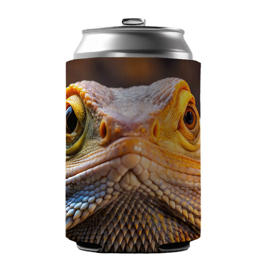 Bearded Dragon Lizard Reptile Face Can Cooler Beer Soda Drink Insulated Holder Sleeve Hugger