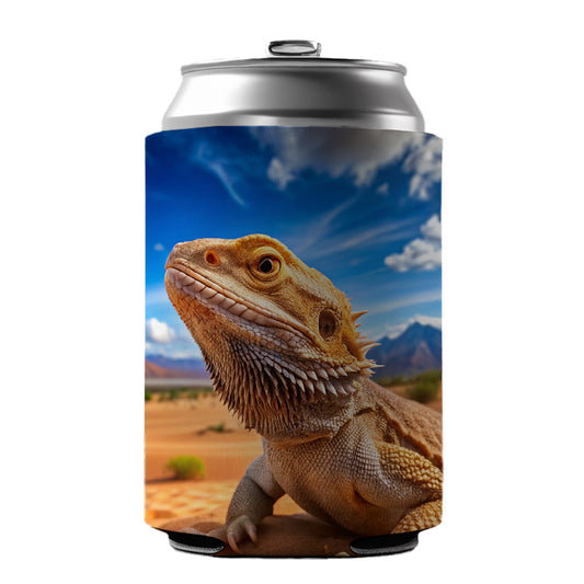 Bearded Dragon Lizard Reptile in the Desert Can Cooler Beer Soda Drink Insulated Holder Sleeve Hugger