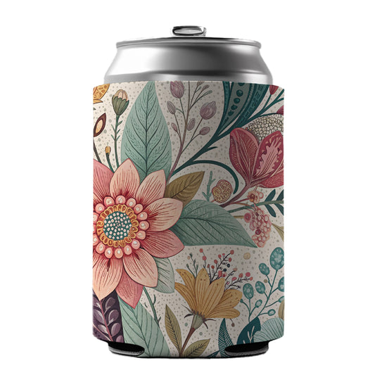 Boho Pastel Floral Pattern Can Cooler Beer Soda Drink Insulated Holder Sleeve Hugger