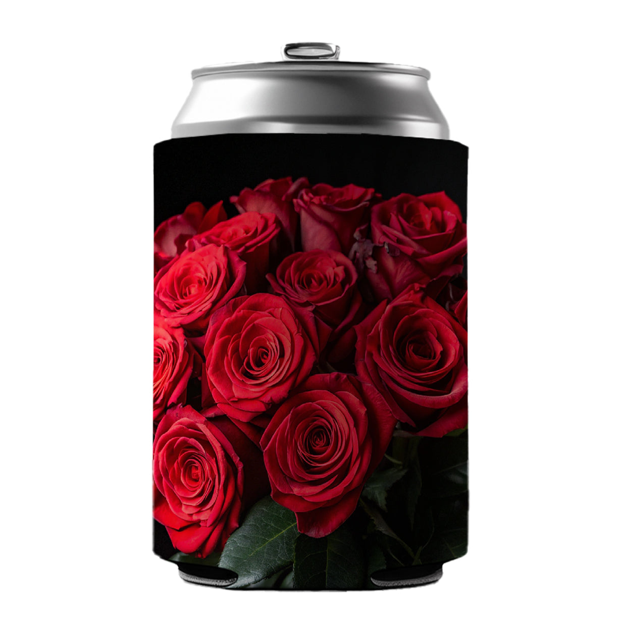Bouquet Of Red Roses Love Valentine's Day Can Cooler Beer Soda Drink Insulated Holder Sleeve Hugger