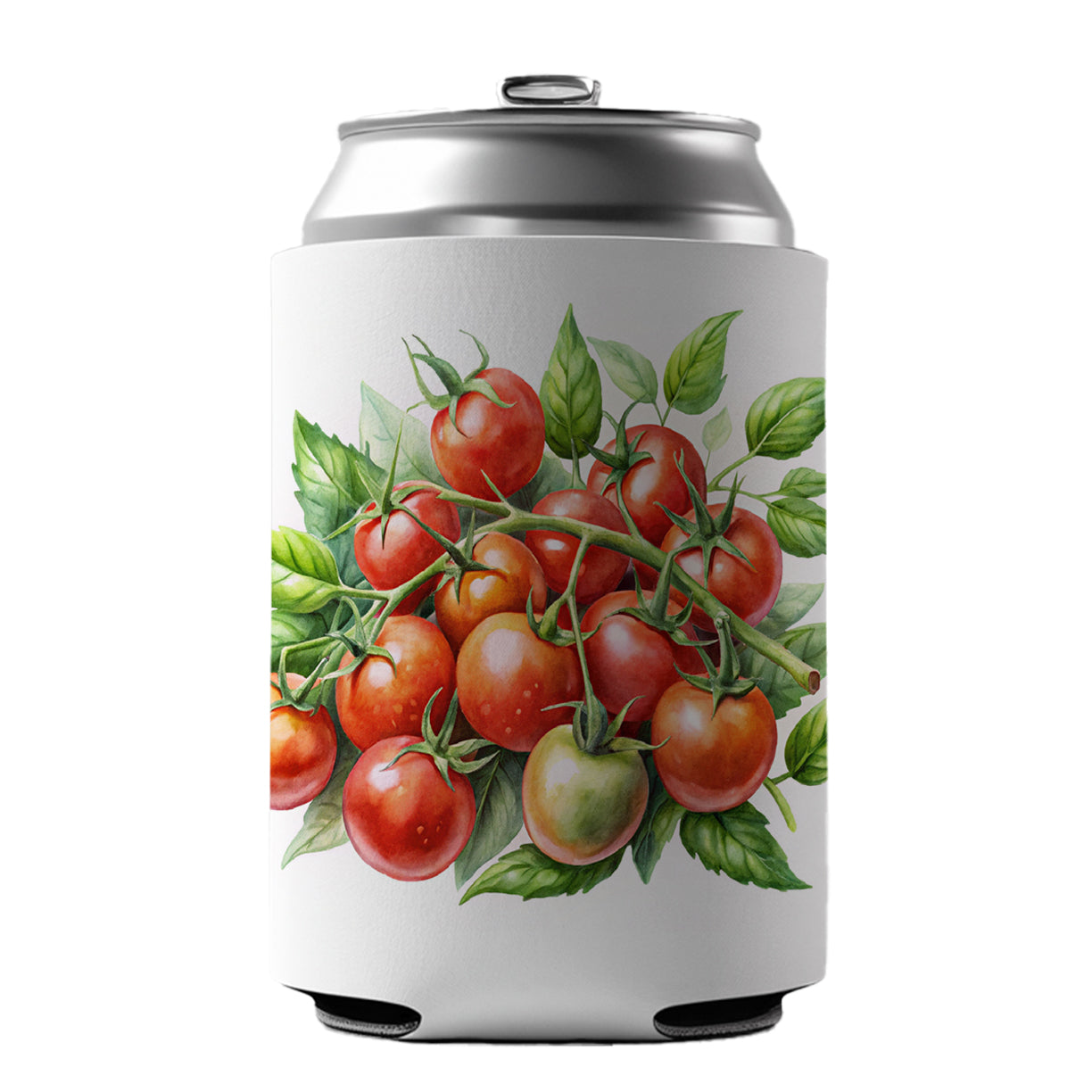 Cherry Tomatoes On The Vine Watercolor Can Cooler Beer Soda Drink Insulated Holder Sleeve Hugger