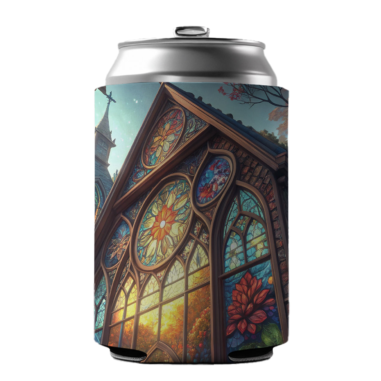Church Stained Glass Windows Can Cooler Beer Soda Drink Insulated Holder Sleeve Hugger