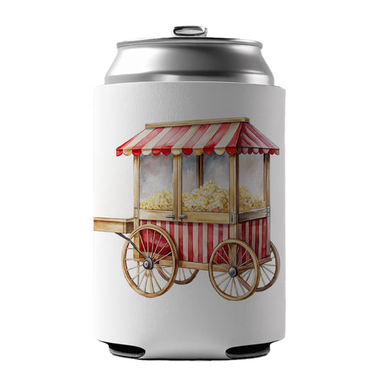 Classic Movie Popcorn Vendor Cart Watercolor Can Cooler Beer Soda Drink Insulated Holder Sleeve Hugger