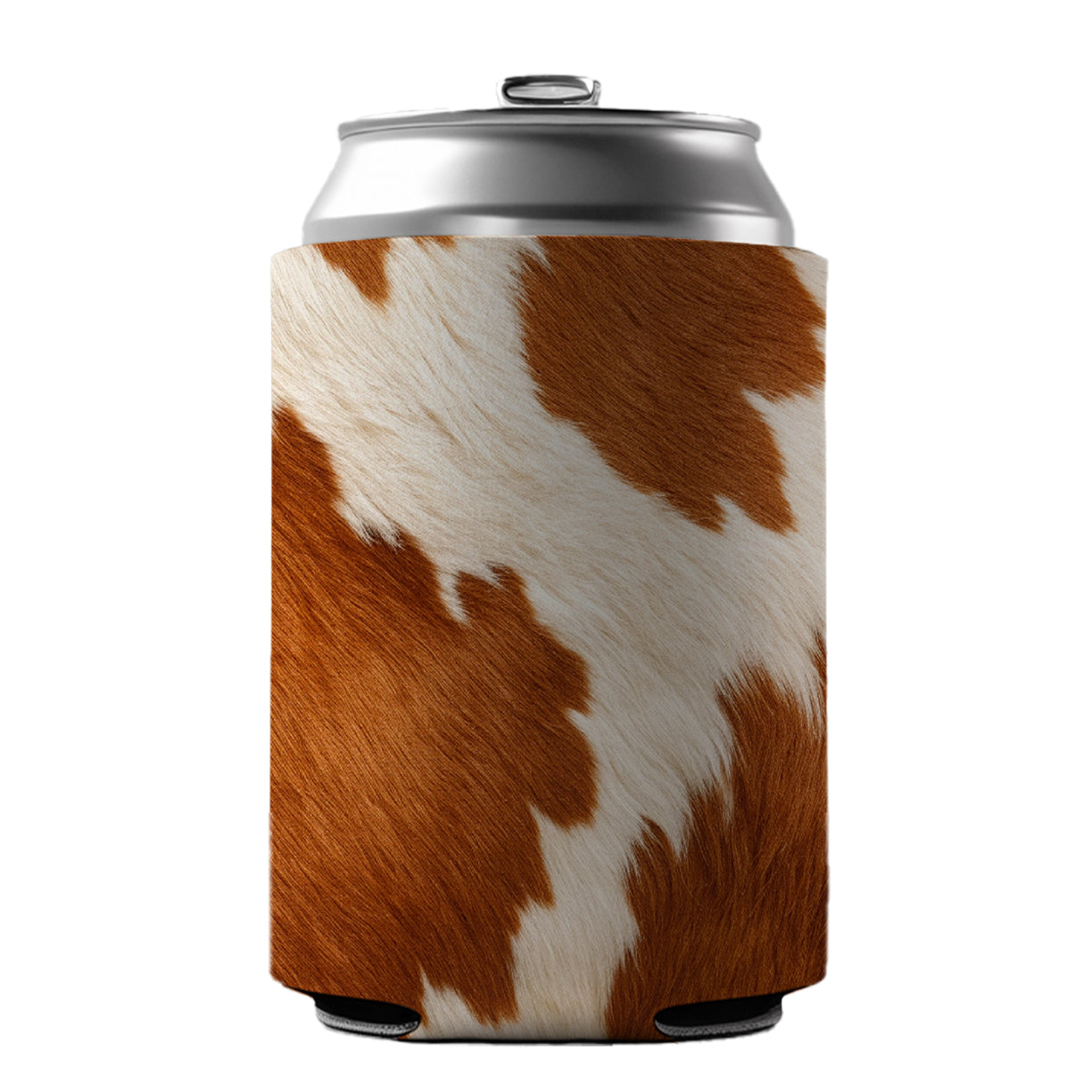 Cow Pattern Brown and White Can Cooler Beer Soda Drink Insulated Holder Sleeve Hugger