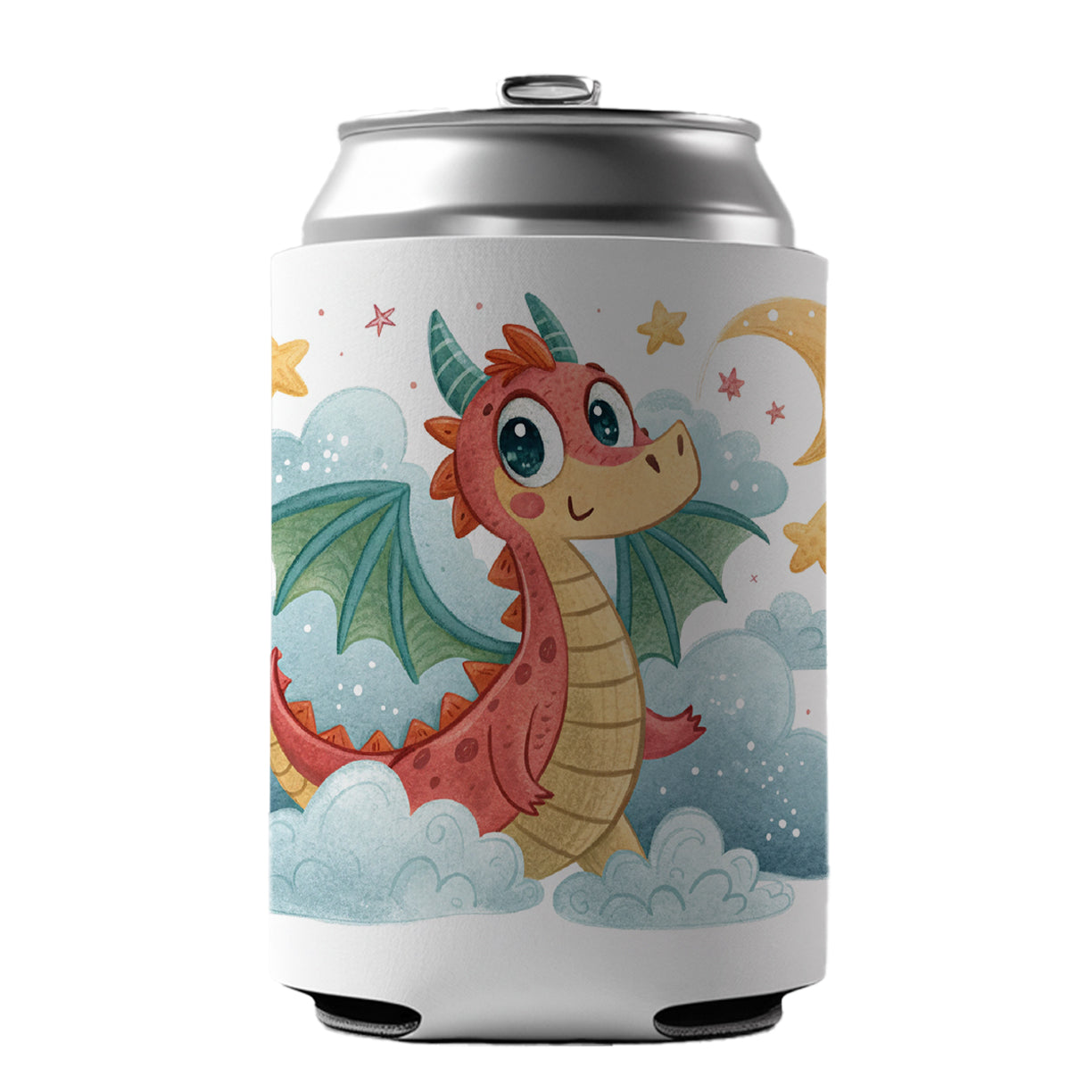 Fantasy Dragon Children's Illustration Style Can Cooler Beer Soda Drink Insulated Holder Sleeve Hugger