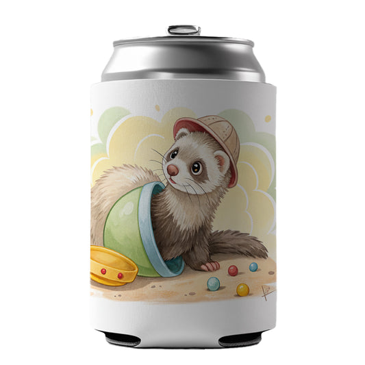 Ferret Children's Illustration Style Can Cooler Beer Soda Drink Insulated Holder Sleeve Hugger
