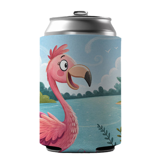 Flamingo Children's Illustration Style Can Cooler Beer Soda Drink Insulated Holder Sleeve Hugger