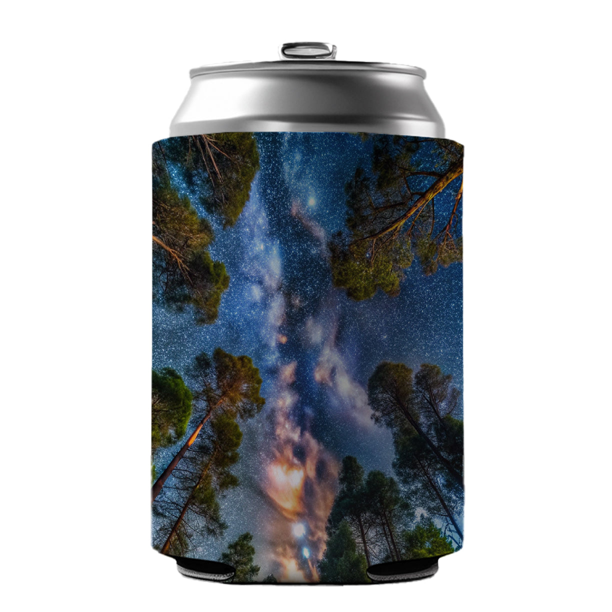 Forest Trees and Starry Night Sky Can Cooler Beer Soda Drink Insulated Holder Sleeve Hugger