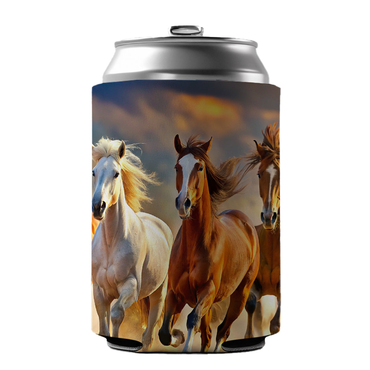 Galloping Horses Can Cooler Beer Soda Drink Insulated Holder Sleeve Hugger