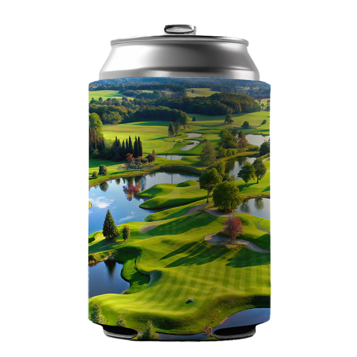 Golf Course Overview Can Cooler Beer Soda Drink Insulated Holder Sleeve Hugger