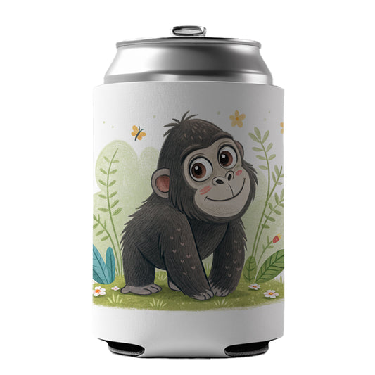 Gorilla Ape Children's Illustration Style Can Cooler Beer Soda Drink Insulated Holder Sleeve Hugger