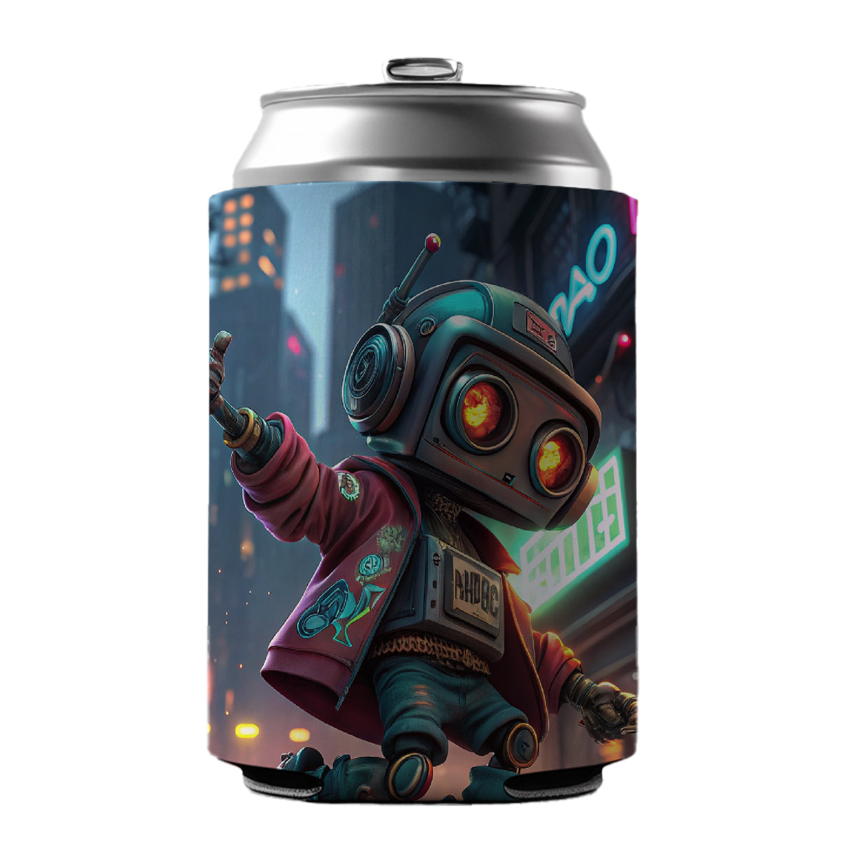 Hip Hop Sci-fi Dancing Robot Can Cooler Beer Soda Drink Insulated Holder Sleeve Hugger