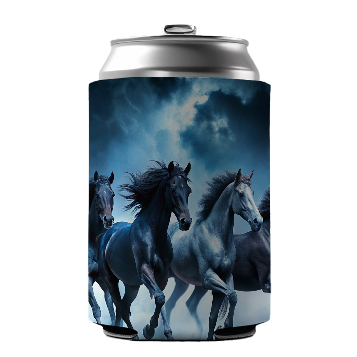 Horses Galloping Out Of The Night Mists Can Cooler Beer Soda Drink Insulated Holder Sleeve Hugger