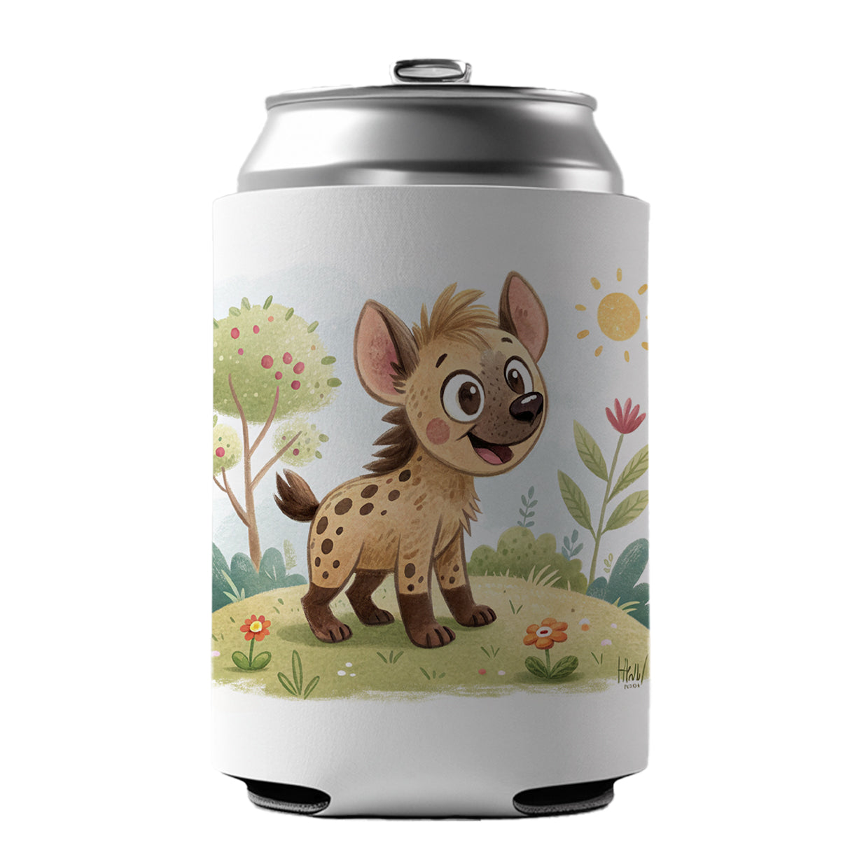 Hyena Children's Illustration Style Can Cooler Beer Soda Drink Insulated Holder Sleeve Hugger