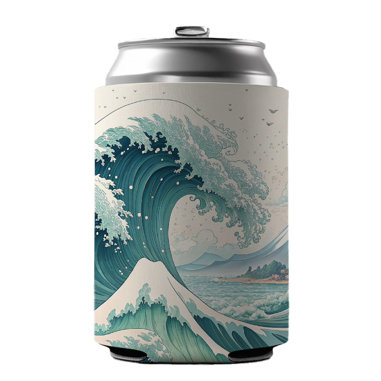 Japanese Ocean Waves Cartoon Can Cooler Beer Soda Drink Insulated Holder Sleeve Hugger