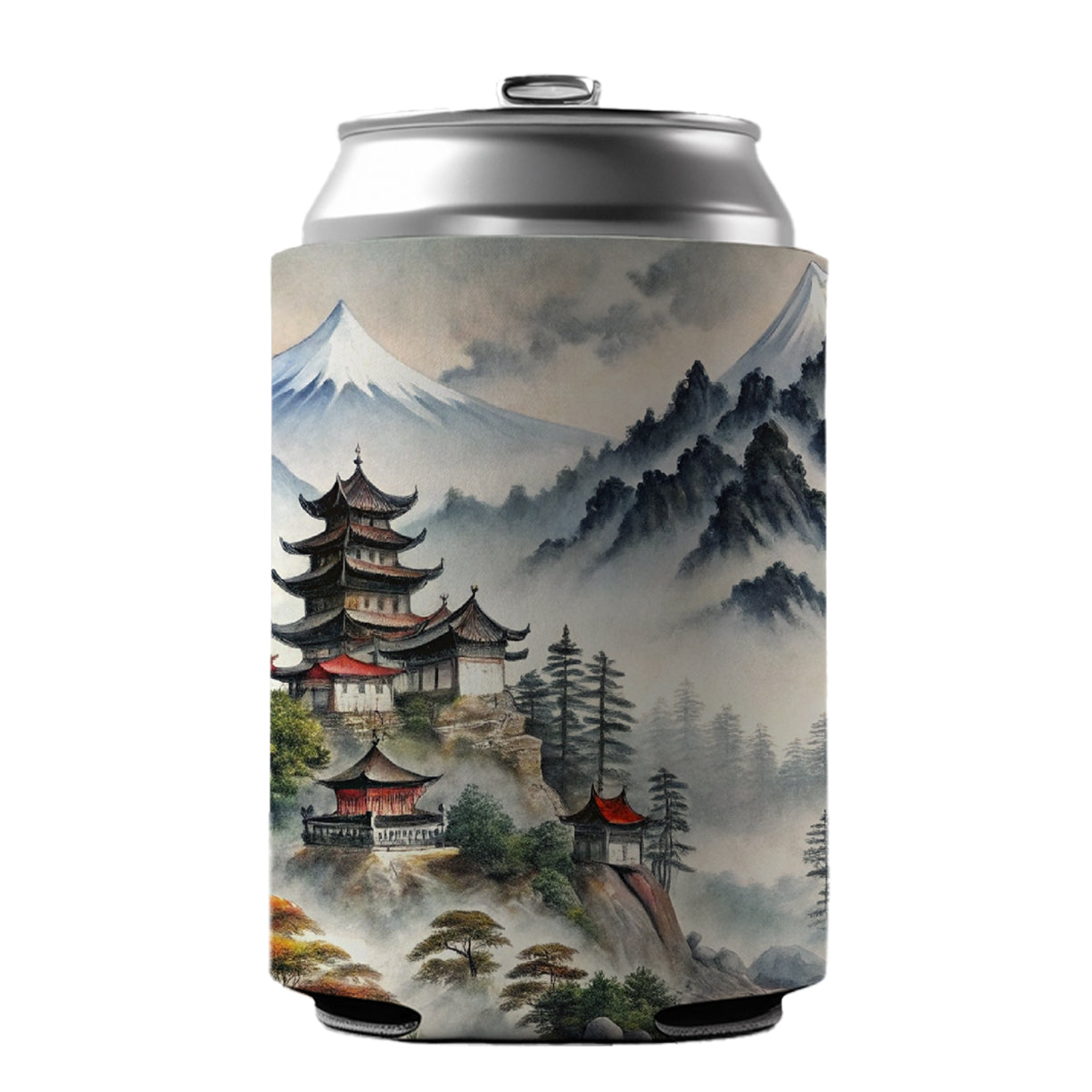 Japanese Style Ink Painting Mountain Landscape Can Cooler Beer Soda Drink Insulated Holder Sleeve Hugger